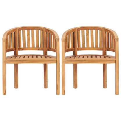 4 Piece Banana Garden Lounge Set Solid Teak Wood Height 86 cm 2x armchair + bench + table