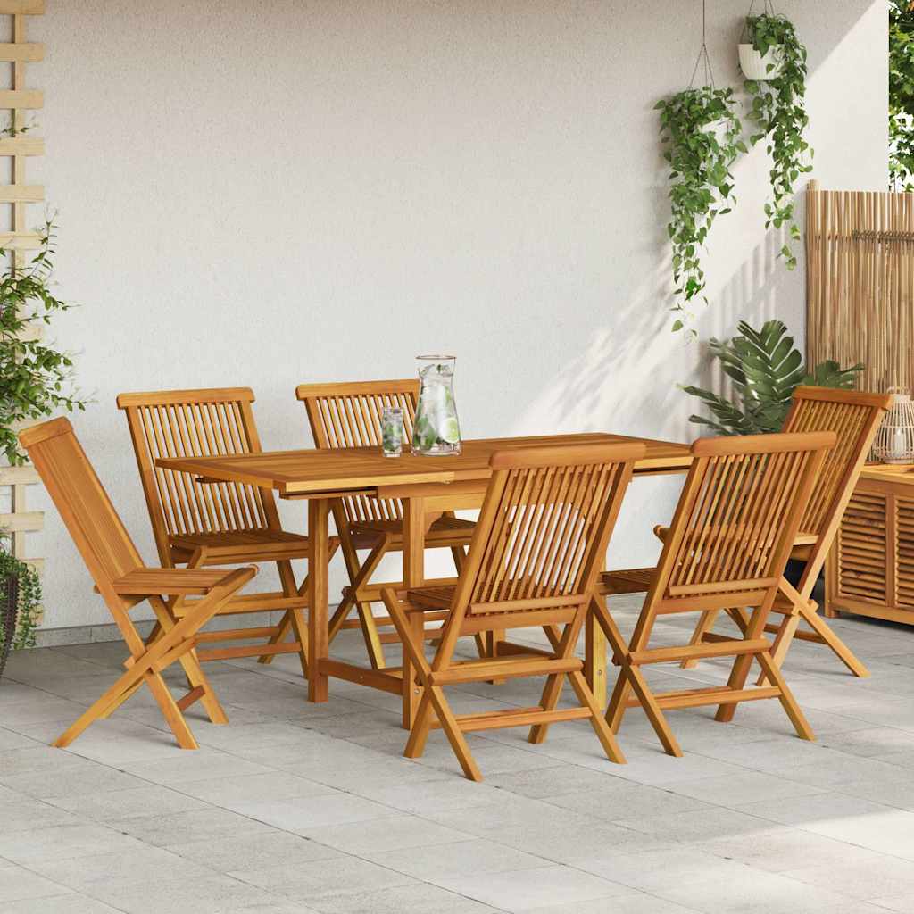 5 Piece Garden Dining Set Solid Teak Wood Without armrest 6