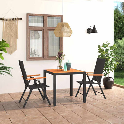 vidaXL 3 Piece Garden Dining Set Black and Brown 1
