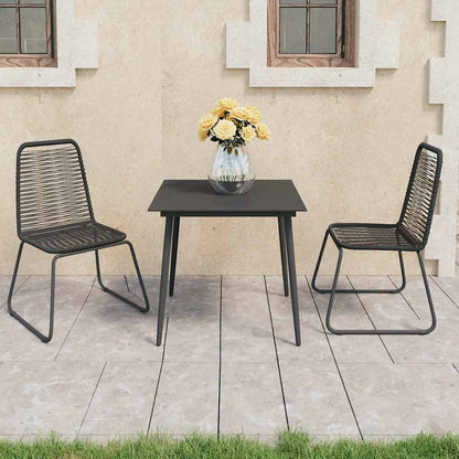 5 Piece Garden Dining Set PVC Rattan Black 2