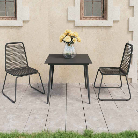 vidaXL 3 Piece Garden Dining Set PVC Rattan Black 1