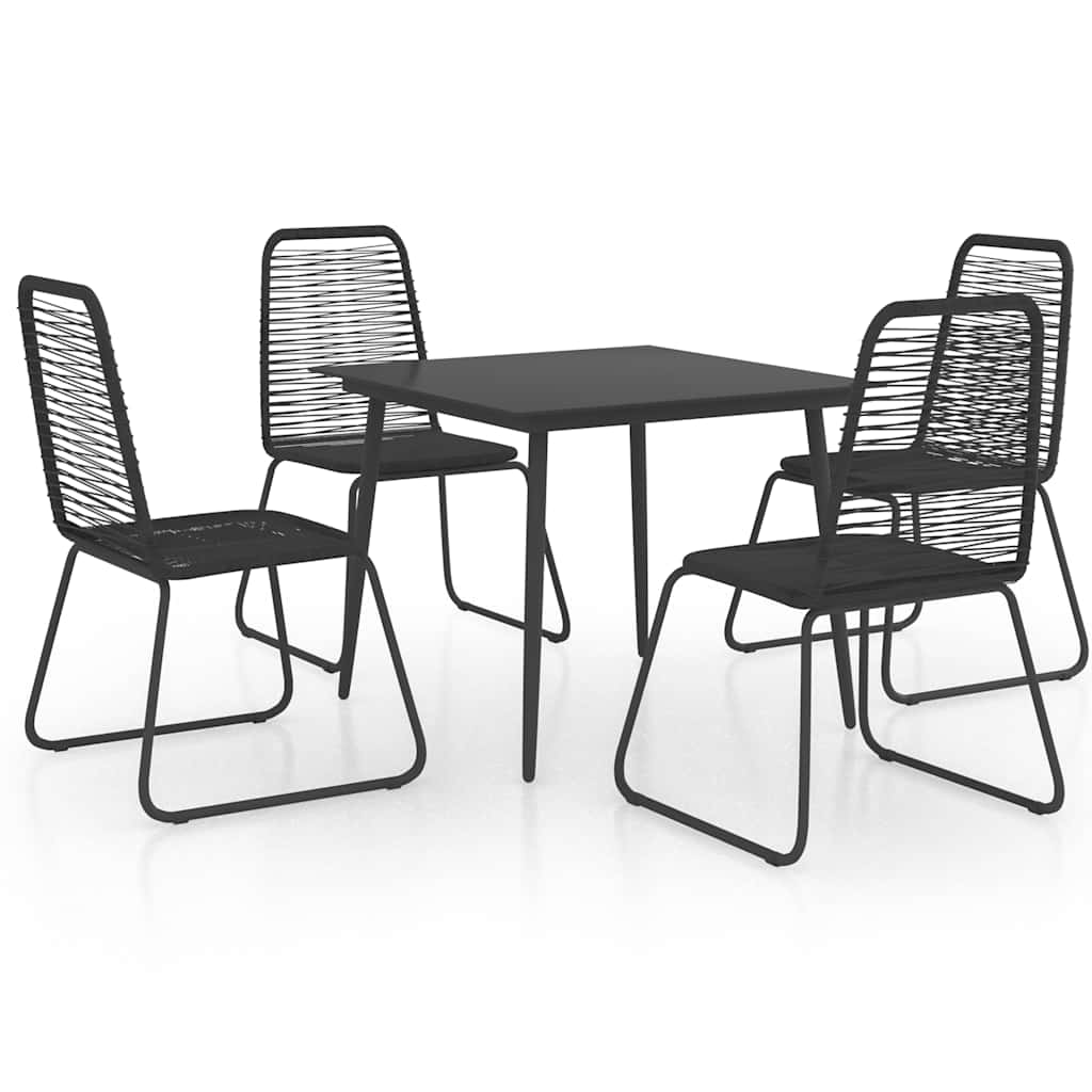 vidaXL 5 Piece Garden Dining Set PVC Rattan Black 2