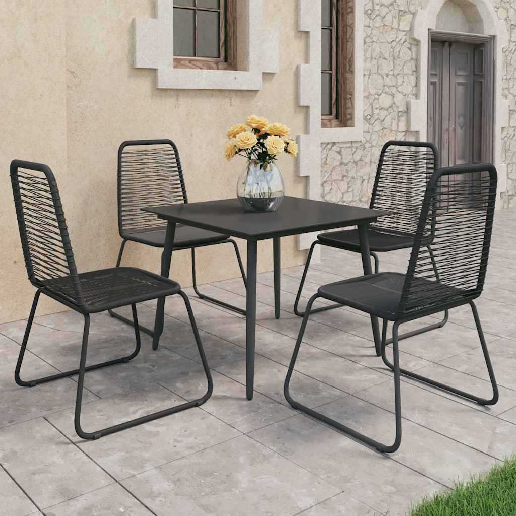 vidaXL 5 Piece Garden Dining Set PVC Rattan Black 1