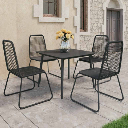 vidaXL 5 Piece Garden Dining Set PVC Rattan Black 1