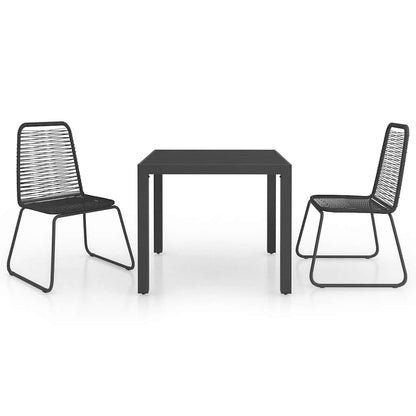 5 Piece Garden Dining Set PVC Rattan Black