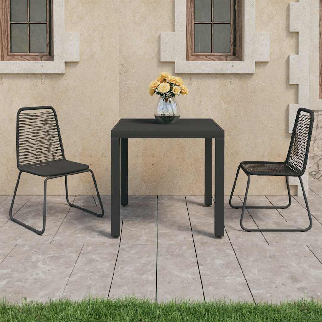 5 Piece Garden Dining Set PVC Rattan Black