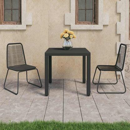 5 Piece Garden Dining Set PVC Rattan Black