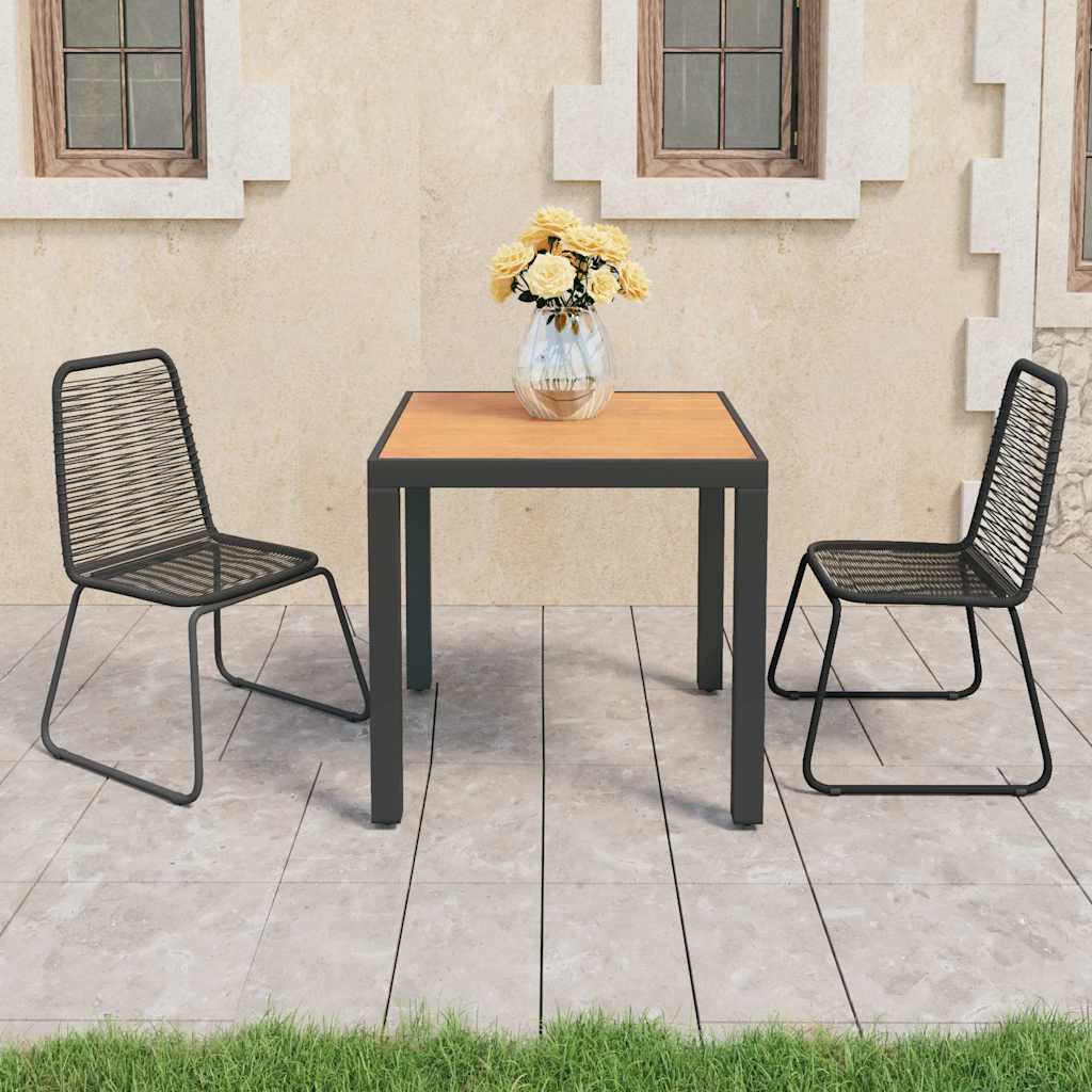 5 Piece Garden Dining Set PVC Rattan Black and brown