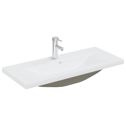 vidaXL Built-in Basin with Faucet 91x39x18 cm Ceramic White 2