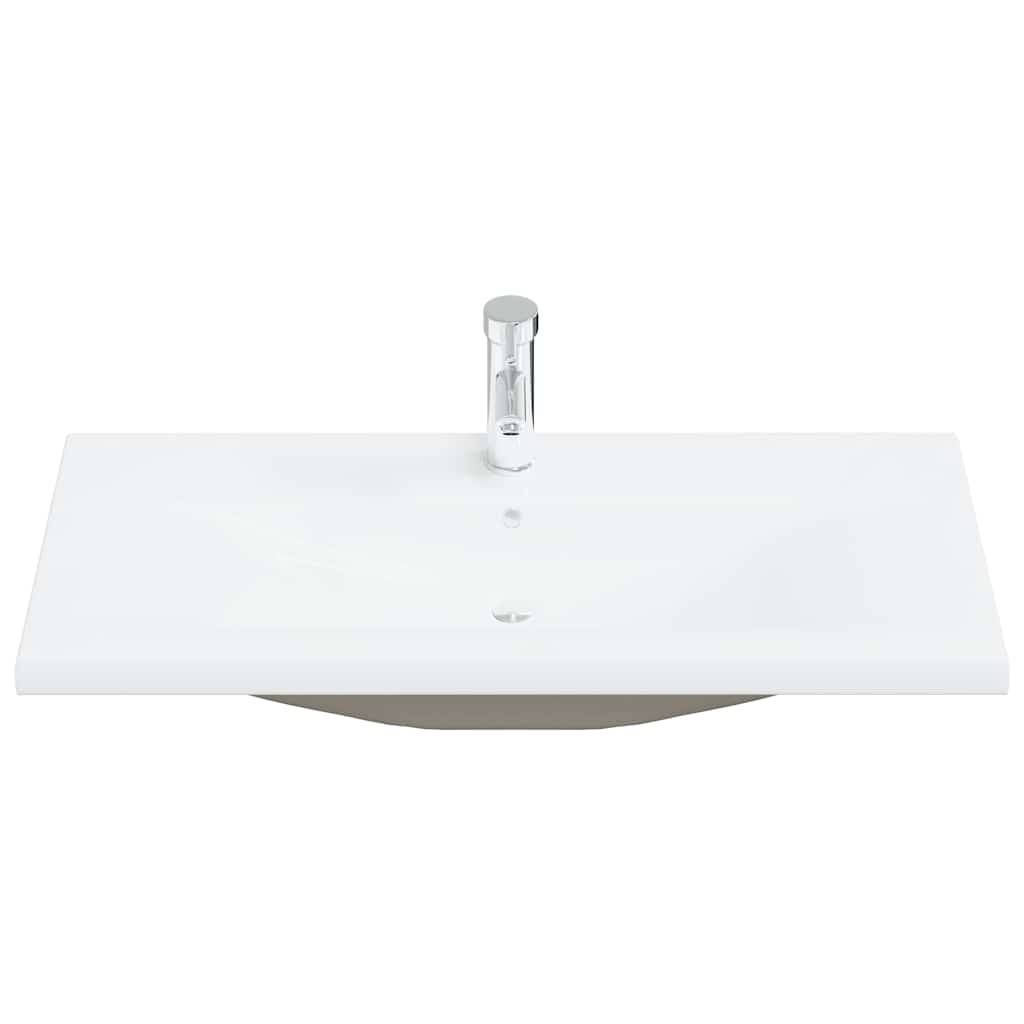 vidaXL Built-in Basin with Faucet 91x39x18 cm Ceramic White 3