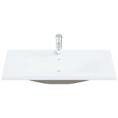 vidaXL Built-in Basin with Faucet 91x39x18 cm Ceramic White 3