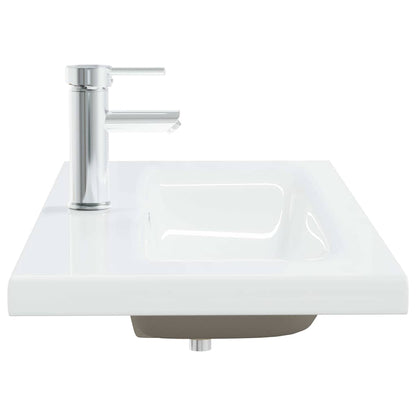vidaXL Built-in Basin with Faucet 91x39x18 cm Ceramic White 4