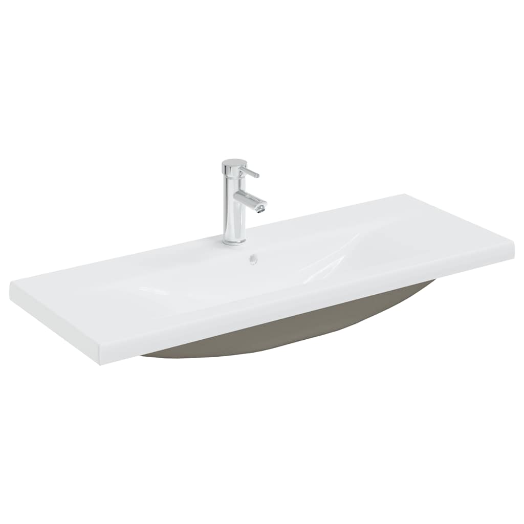 148627 vidaXL Built-in Basin with Faucet 101x39x18 cm Ceramic White 2