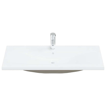 Built-in Basin with Faucet Ceramic White 101 x 39 x 18 cm