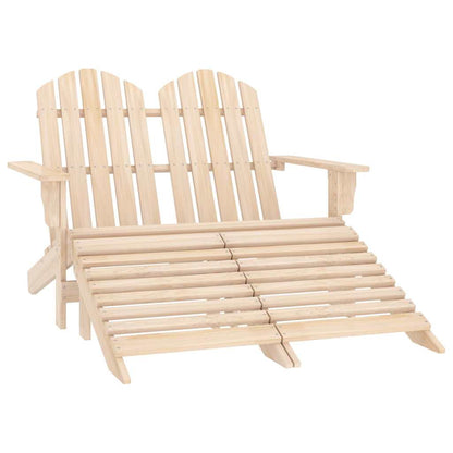 2-Seater Garden Adirondack Chair&Ottoman Fir Wood Light brown