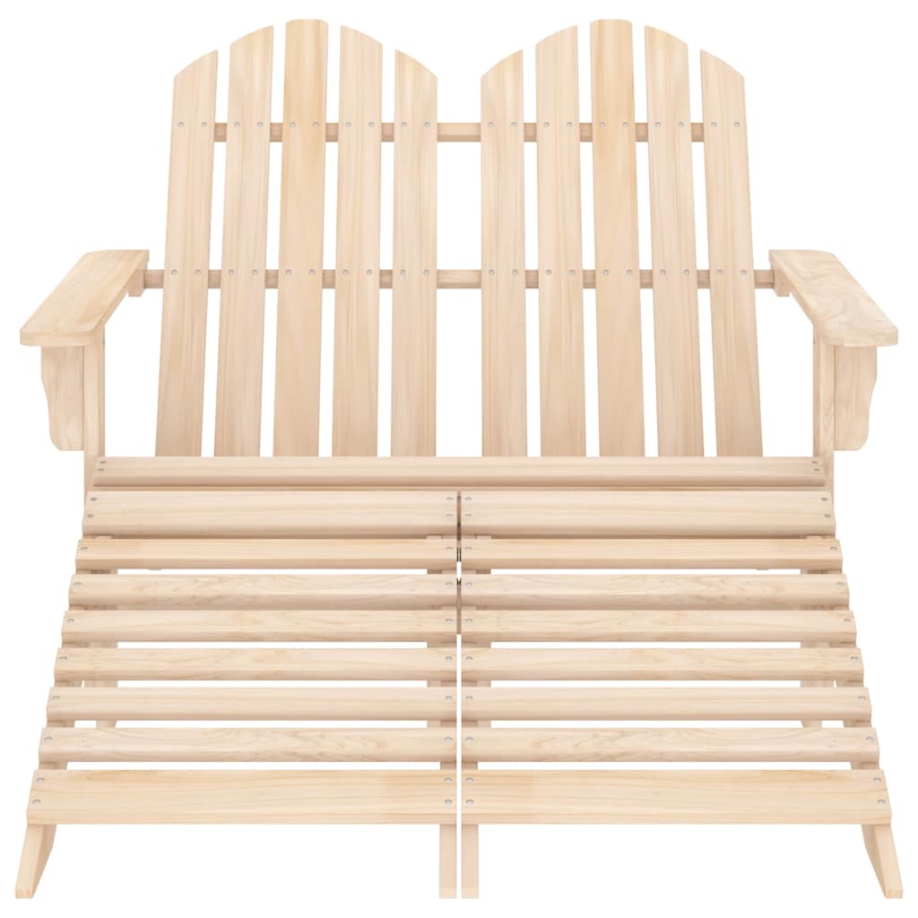 2-Seater Garden Adirondack Chair&Ottoman Fir Wood Light brown