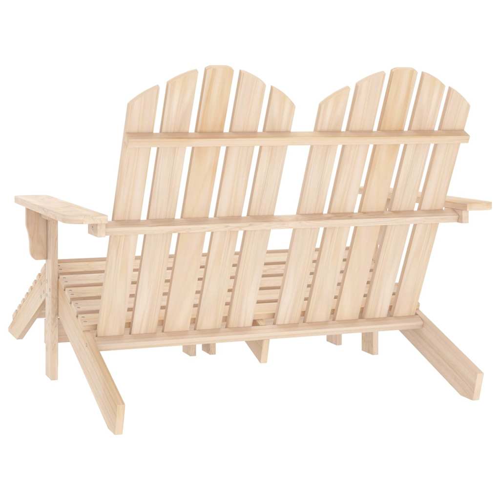 2-Seater Garden Adirondack Chair&Ottoman Fir Wood Light brown