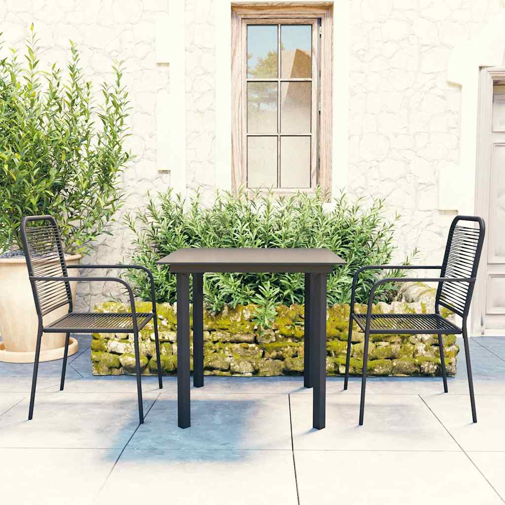 vidaXL 5 Piece Garden Dining Set Black Glass and Steel