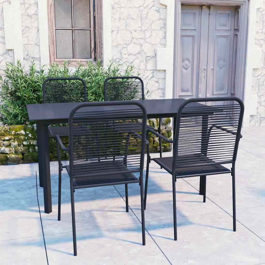 vidaXL 5 Piece Garden Dining Set Black Glass and Steel 1