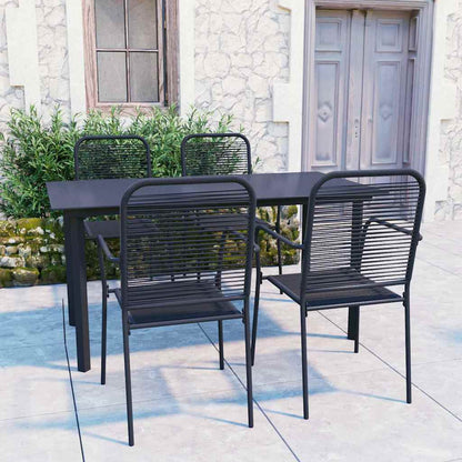 vidaXL 5 Piece Garden Dining Set Black Glass and Steel 1