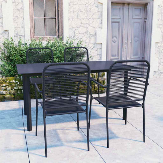 vidaXL 5 Piece Garden Dining Set Black Glass and Steel 1