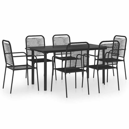 vidaXL 7 Piece Garden Dining Set Black Glass and Steel 2