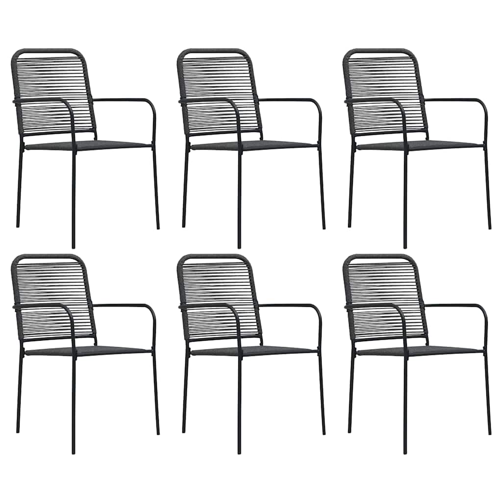 vidaXL 7 Piece Garden Dining Set Black Glass and Steel 6