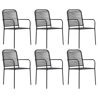 vidaXL 7 Piece Garden Dining Set Black Glass and Steel 6