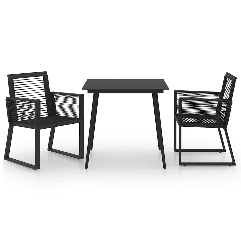 vidaXL 3 Piece Outdoor Dining Set PVC Rattan Black 2