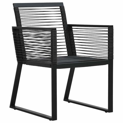 5 Piece Outdoor Dining Set PVC Rattan Black 80 cm table length 2