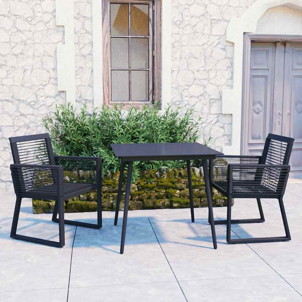 vidaXL 3 Piece Outdoor Dining Set PVC Rattan Black 1