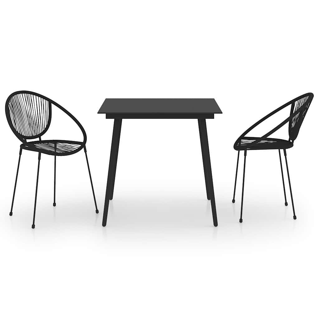 vidaXL 3 Piece Outdoor Dining Set PVC Rattan Black 2