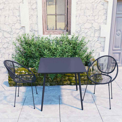 vidaXL 3 Piece Outdoor Dining Set PVC Rattan Black 1