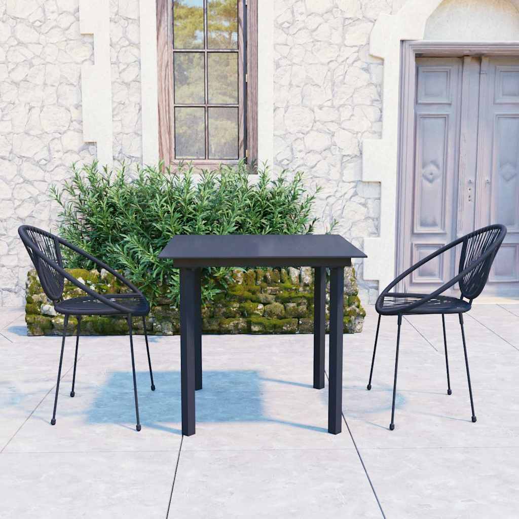 vidaXL 3 Piece Outdoor Dining Set PVC Rattan Black 1