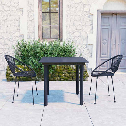 vidaXL 3 Piece Outdoor Dining Set PVC Rattan Black 1