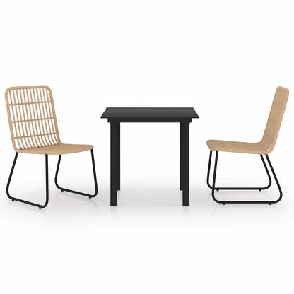 vidaXL 3 Piece Outdoor Dining Set Poly Rattan and Glass 2