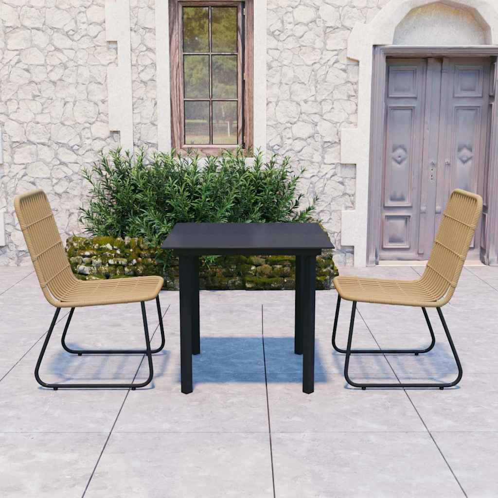 vidaXL 3 Piece Outdoor Dining Set Poly Rattan and Glass 1