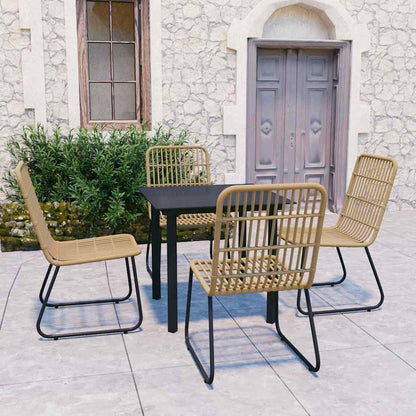 vidaXL 5 Piece Outdoor Dining Set Poly Rattan and Glass