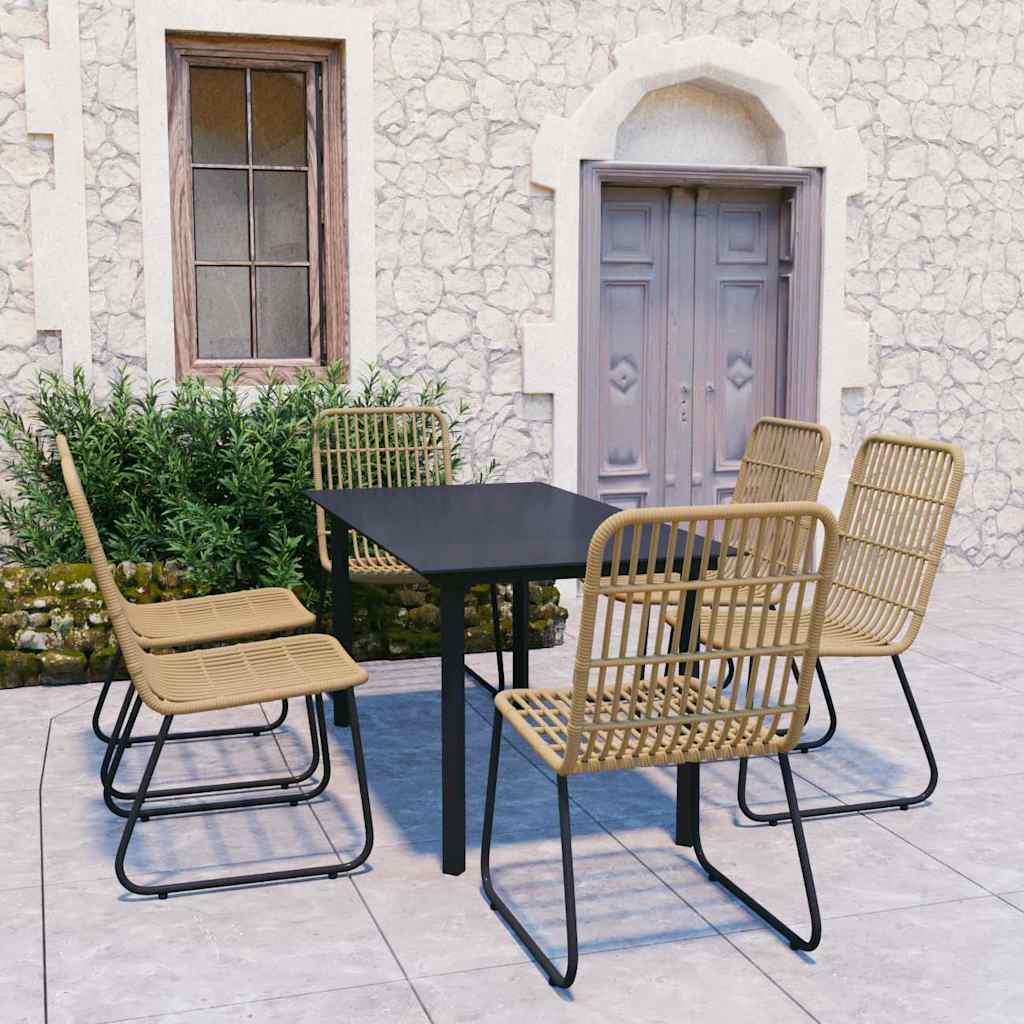 vidaXL 5 Piece Outdoor Dining Set Poly Rattan and Glass