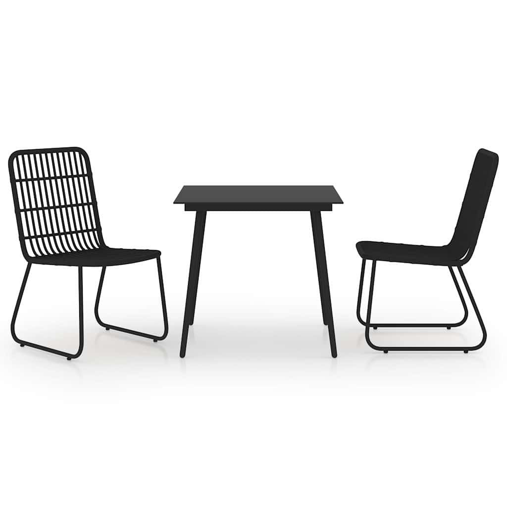 vidaXL 3 Piece Outdoor Dining Set Poly Rattan and Glass 2