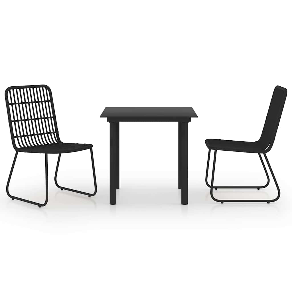 vidaXL 3 Piece Outdoor Dining Set Poly Rattan and Glass 2