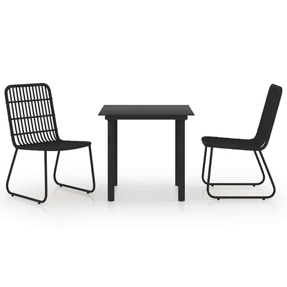 vidaXL 3 Piece Outdoor Dining Set Poly Rattan and Glass 2
