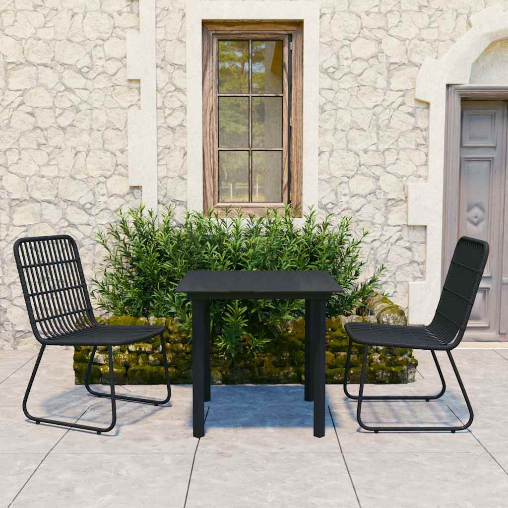vidaXL 3 Piece Outdoor Dining Set Poly Rattan and Glass 1