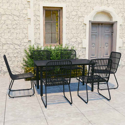 vidaXL 5 Piece Outdoor Dining Set Poly Rattan and Glass