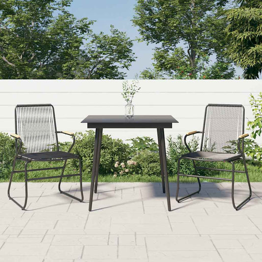 3 Piece Garden Dining Set Black PVC Rattan 2