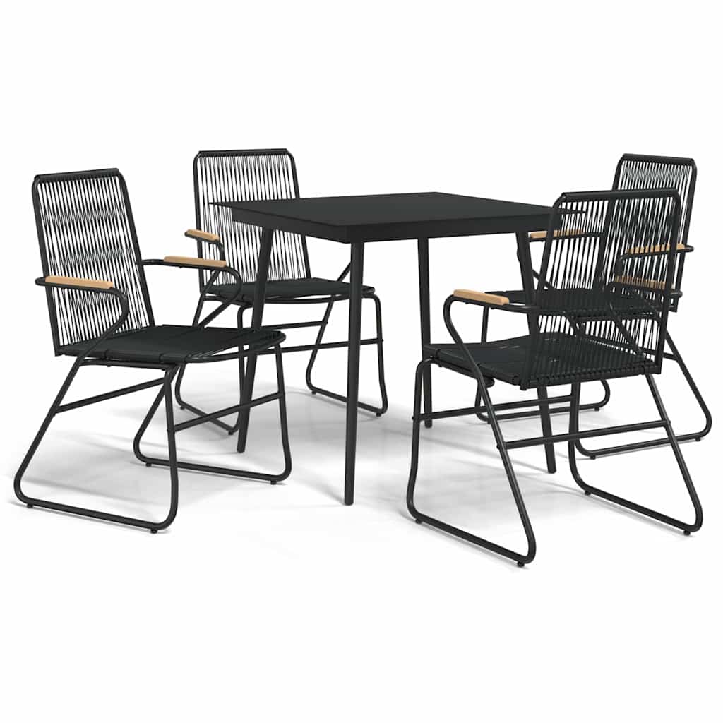 vidaXL 5 Piece Garden Dining Set Black PVC Rattan 2