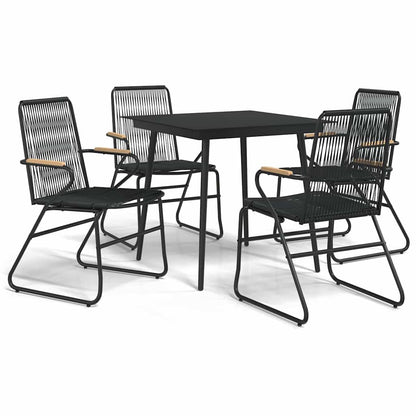 vidaXL 5 Piece Garden Dining Set Black PVC Rattan 2