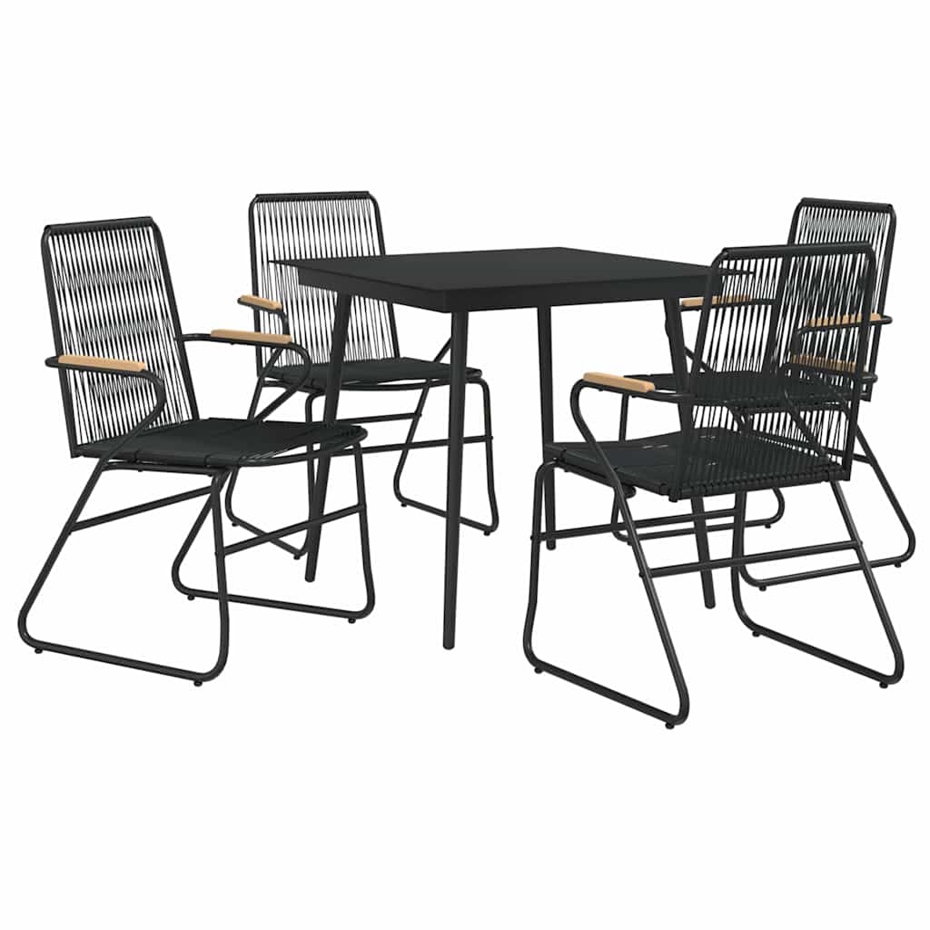 vidaXL 5 Piece Garden Dining Set Black PVC Rattan 3