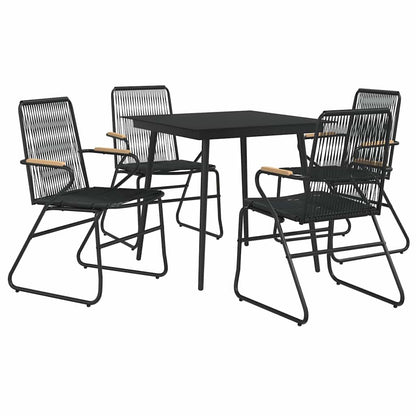 vidaXL 5 Piece Garden Dining Set Black PVC Rattan 3