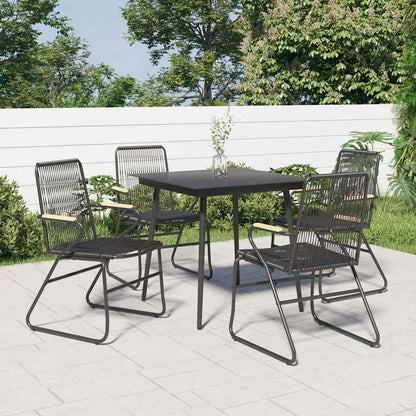 vidaXL 5 Piece Garden Dining Set Black PVC Rattan 1